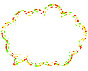 ステンドグラス風吹き出し　三角形模様　丸みのある雲形