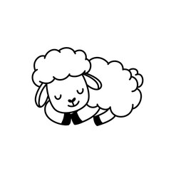 Doodle Kawaii sheep Line Art vector for coloring page