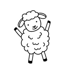 Doodle Kawaii sheep Line Art vector for coloring page