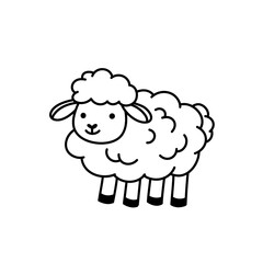 Doodle Kawaii sheep Line Art vector for coloring page