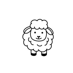 Doodle Kawaii sheep Line Art vector for coloring page