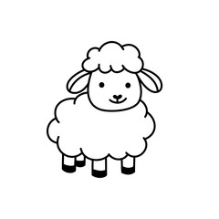 Doodle Kawaii sheep Line Art vector for coloring page