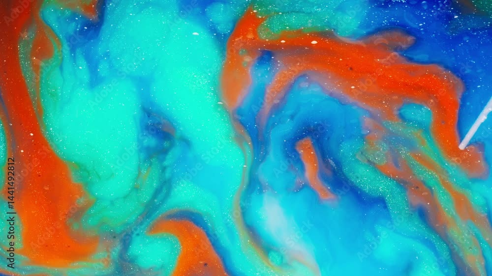 Poster vibrant ink swirls in macro view with an abstract, cosmic and dreamy expression