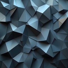 Fototapeta premium Abstract black background with geometric shapes and gradient, transitioning from dark gray to charcoal for a design template. Dark gray background with a low-poly texture, featuring a polygonal patter