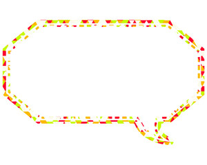 ステンドグラス風吹き出し　三角形模様　細長い八角形