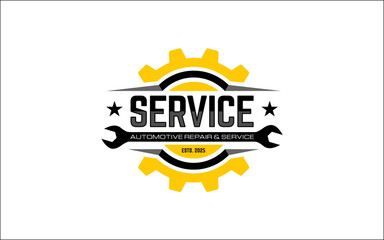Illustration graphic vector of repair & service machine, equipment business logo design