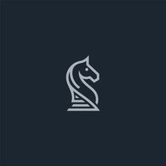 Chess Knight Line Art Logo – Chess knight piece depicted with bold and sleek line art style. © Leyde