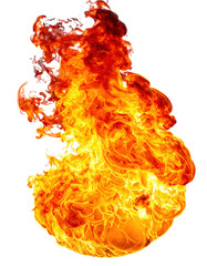 red yellow hot burning fire ball flame isolated on white or transparent 