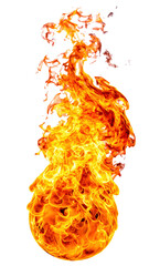 red yellow hot burning fire ball flame isolated on white or transparent 