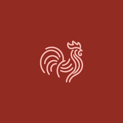 Fototapeta premium Rooster Line Art Logo – Proud rooster illustrated with clean and elegant line art design.