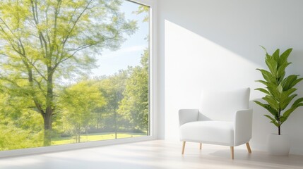 Modern minimalist interior with a view