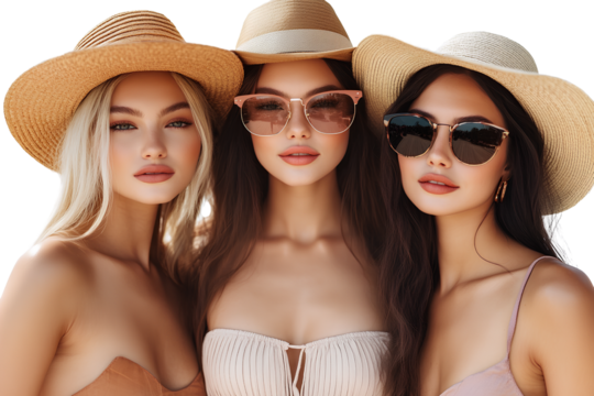 Three women taking a selfie on transparent background PNG