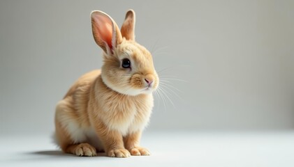 Close-up of adorable standing baby rabbit with fluffy fur, fur, fluffy, background