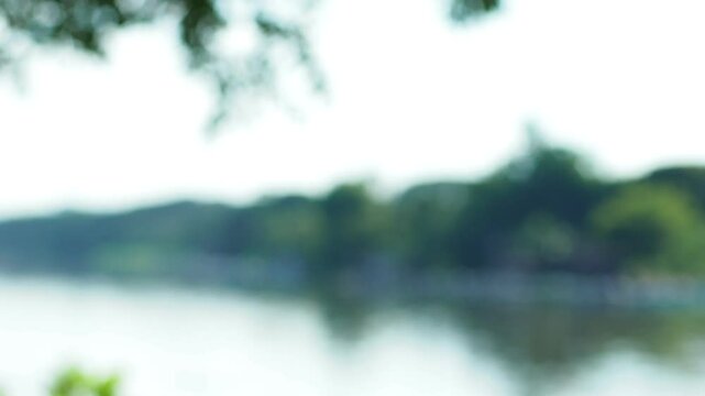 Focusing movement landscape picture. Scene of adjusting sharpen lens technology.