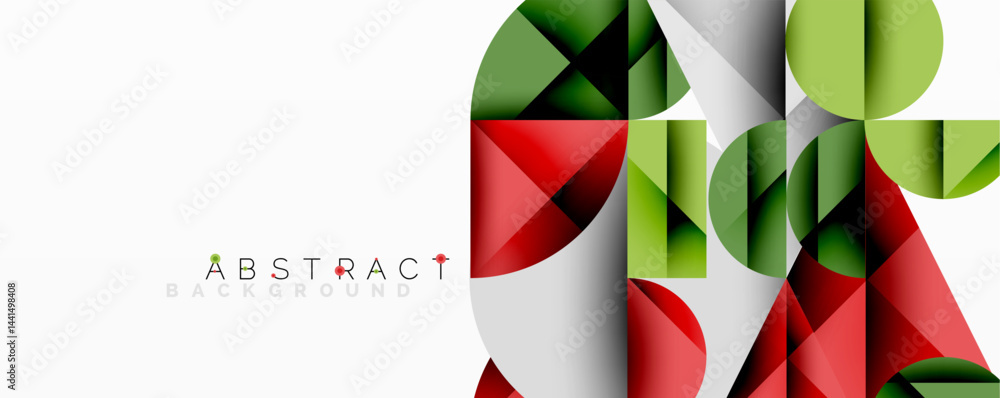 Aufkleber geometric shapes overlap, creating vibrant abstract design. red, green, gray tones dominate composit