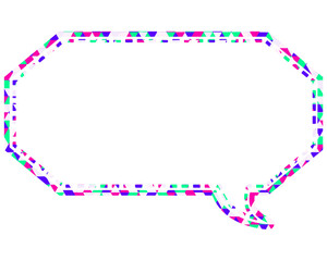 ステンドグラス風吹き出し　三角形模様　細長い八角形