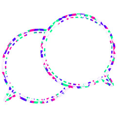 ステンドグラス風吹き出し　三角形模様　重なる会話