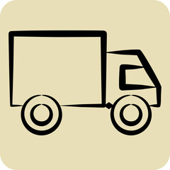 Icon Cargo Truck. related to Transport symbol. hand drawn style. design editable