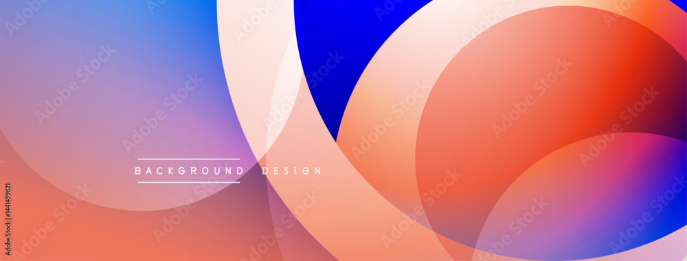 Poster Abstract colorful overlapping circles create dynamic gradient background. Modern design elements suggest fluidity, innovation.