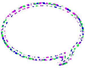 ステンドグラス風吹き出し　三角形模様　丸形