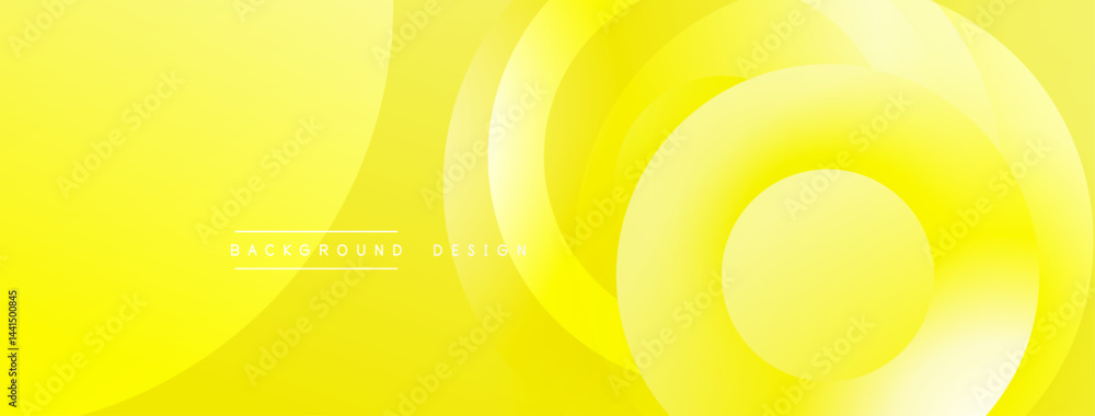 Fototapete Bright yellow abstract backdrop. Concentric circles create dynamic visual effect. Smooth gradients offer modern aesthetic. Simple, clean design.