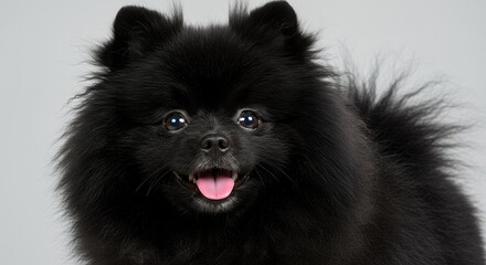 Obraz premium Black Pomeranian Smiling Portrait
