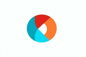 Abstract Donut Shape Design with Red, Turquoise and Orange on White Background