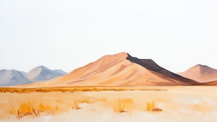 Vibrant autumn desert landscape painting showcasing warm colors and harmony in a low-resolution format.
