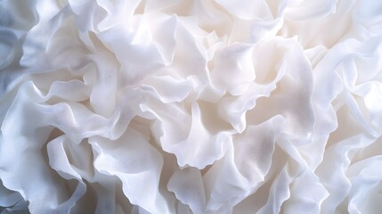 Fototapeta premium Soft White Fabric: A close-up view of delicate white fabric in folds, creating a dreamy texture with soft shadows, suggesting elegance and flowing movement.