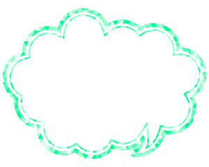 ステンドグラス風吹き出し　三角形模様　丸みのある雲形