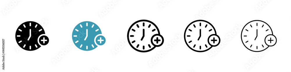 Poster plus hours icon vector simple design