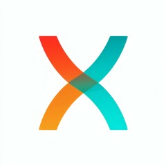Abstract Letter X Design Orange and Blue Gradient on White Minimalist Style