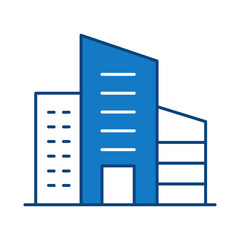 Buildings Blue Line Editable Stroke Icon. Real Estate, City, Cityscape, House, Home, Apartment, Condominium, Hotel, Mall, Town, Architecture Buildings Icons Vector Illustration