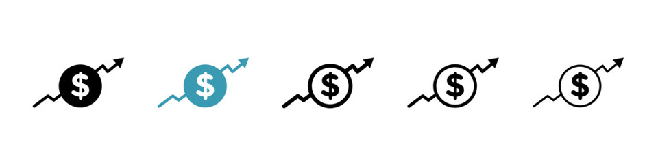 Dollar rate increase icon vector simple design