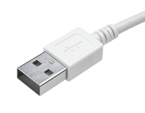 Transparent  available_white USB connection adapter cable isolated on white or transparen .