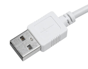 Transparent  available_white USB connection adapter cable isolated on white or transparen.