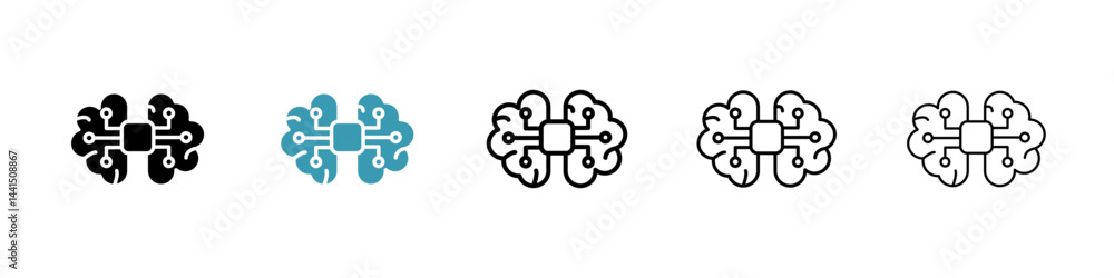 Aufkleber AI brain icon vector simple design