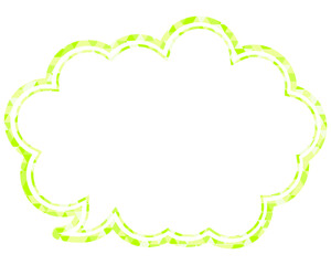 ステンドグラス風吹き出し　三角形模様　丸みのある雲形