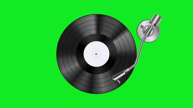 Vinyl record player green screen