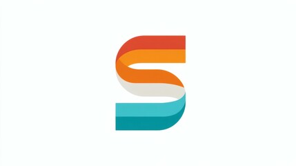 Abstract Number Five SShape Ribbon in Red Orange Blue on a White Background