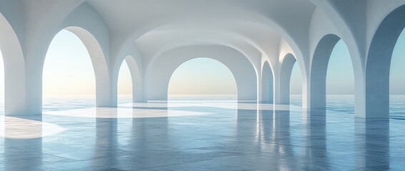 Serene, minimalist architectural interior space