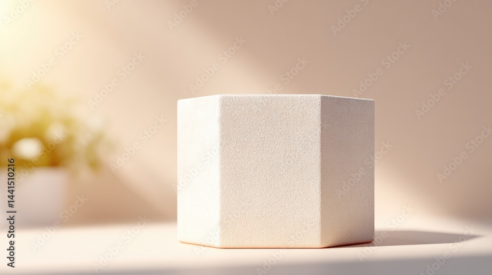 Poster 3d-rendered empty pedestal or podium with ample copy space minimalistic setting neutral color palett