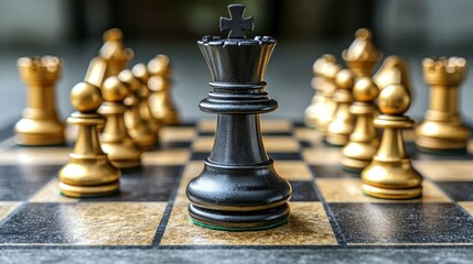 Black Queen Chess Piece on Board Game