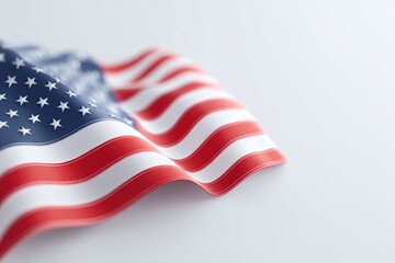 Obraz premium 3d illustration of american flag waving solemnly with infinite white background emphasizes freedom and sacrifice embody