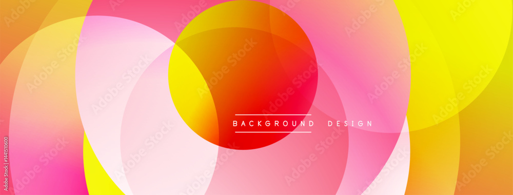 Poster Abstract colorful circles overlap. Gradient shades create vibrant visual effect. Modern design element for backgrounds.