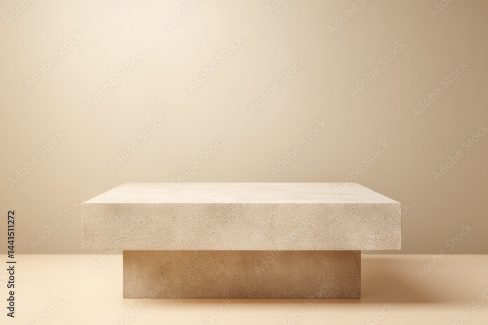 Poster clean empty podium designed for showcasing food items emphasizing minimalistic aesthetics and ample 