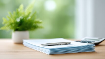 clean image depicts modern office desk with minimalistic design elements where loan documents lie neatly alongside