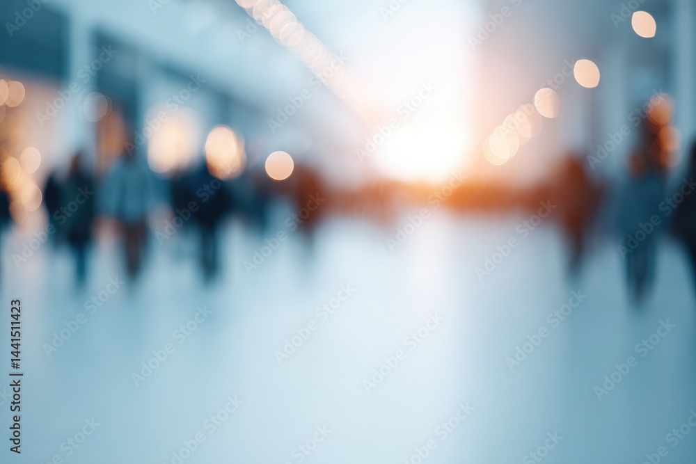 Poster clean minimalistic image featuring digital societal theme with people blurred in background for emph