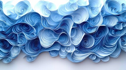 Blue Paper Swirls: Abstract Wave Art