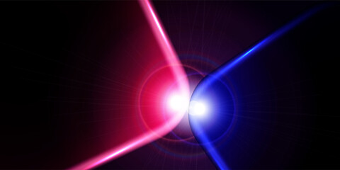 Abstract red and blue neon frame lighting on the dark background. Basic RGB